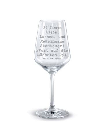 Mr. & Mrs. Panda Rotwein Glas Spruch 25. Hochzeitstag Silberne H... in Transparent