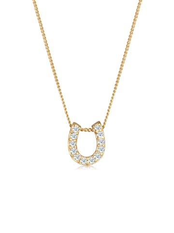 Elli DIAMONDS  Halskette 585 Gelbgold Hufeisen in Weiß