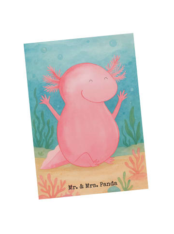 Mr. & Mrs. Panda Postkarte Axolotl Hurra Design ohne Spruch in Weiß