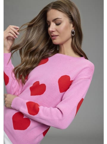 Laura Scott Jacquardpullover in rosa-rot gemustert