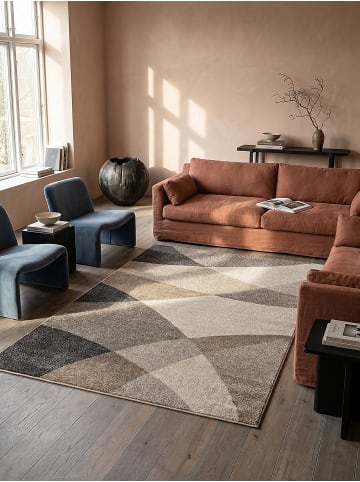KADIMA DESIGN Teppich Niederflor Abstrakt pflegeleicht Wohnzimmer Flur Esszimmer in Beige