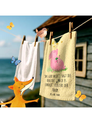 Mr. & Mrs. Panda gäste wc handtuch Schwein Glück mit Spruch in Gelb Pastell