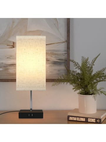 ZMH Tischleuchte in schwarz 1-flammige E27 rechteckig Touch Dimmbar