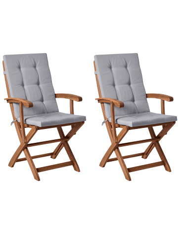 Beliani 2er-Set Esszimmerstuhl MAUI PREMIUM in Braun/Grau