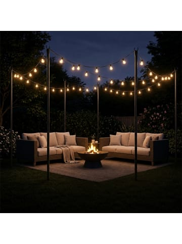 relaxdays 4 x Lichterkettenstange in Schwarz - 3 m