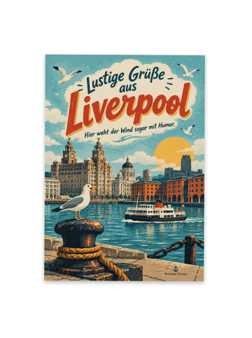 Grußkarte Hafen nostalgisch Design mit Spruch in Weiß