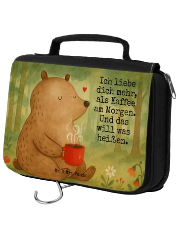 Mr. & Mrs. Panda Kulturtasche Bär Morgenkaffee Design mit Spruch in Weiß