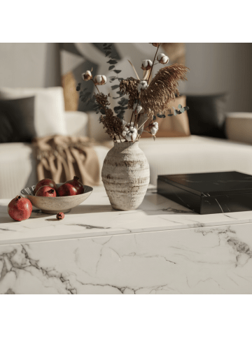 KADIMA DESIGN Couchtisch 120x60x40 cm Schwarz Sofatisch in Marmor-Optik