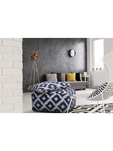 Kayoom Sitzkissen Unwind Pouf & Cushion Set 80cm x 80cm in weiß - blau