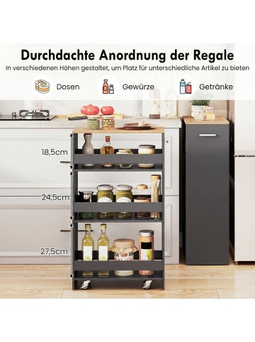 COSTWAY Nischenwagen 25cm breit in Grau