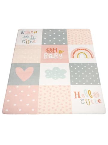 KADIMA DESIGN Kinderteppich waschmaschinenwaschbar Patchwork Kinderzimmer in Pink