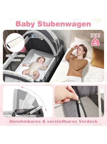 COSTWAY 5 in 1 Reisebett mit Matratze in Grau