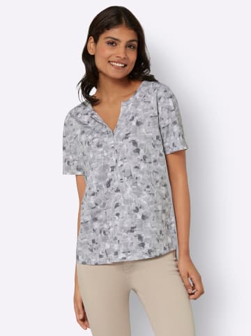 Sieh an! Shirt in hellgrau-steingrau-bedruckt
