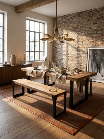 KADIMA DESIGN Esszimmerbank 140x40x45 cm Massivholz Metall Industrial,