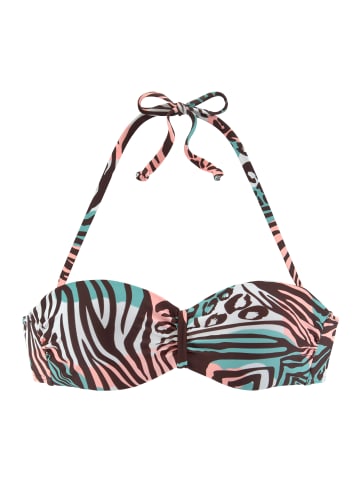 Venice Beach Bügel-Bandeau-Bikini-Top in türkis-bedruckt
