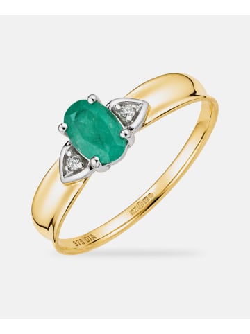 Diamant L'éternel Ring, mit Smaragd, 375 Gelbgold