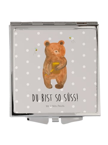 Mr. & Mrs. Panda Handspiegel Bär Honig mit Spruch in Grau Pastell