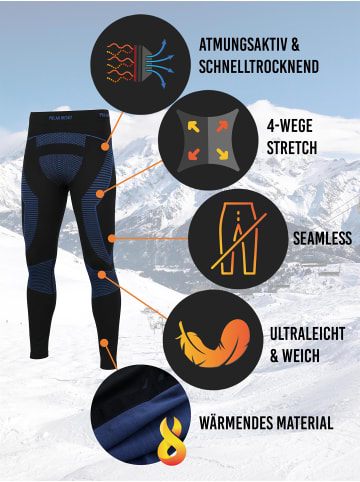 normani 2 x Thermounterhose Lange Skiunterwäsche für Herren in Blau/Schwarz