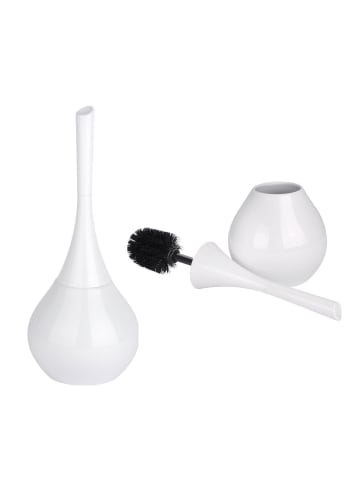 Wenko FLAKON WHITE Bürstenbehälter + WC-Bürste in Weiß, (B) 17 x (H) 42,5 x (L) 17 cm