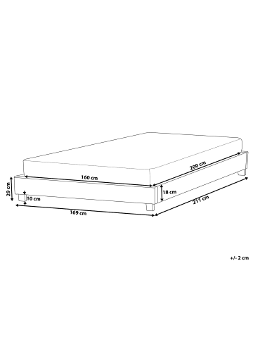 Beliani 2-tlg Doppelbett ROANNE in Grau/Braun