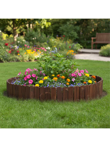 relaxdays Beeteinfassung in Dunkelbraun - (B)200 x (H)25 cm