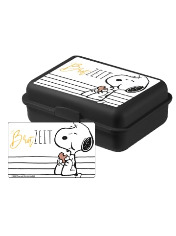 United Labels The Peanuts Brotdose mit Trennwand Snoopy - Brotzeit in schwarz