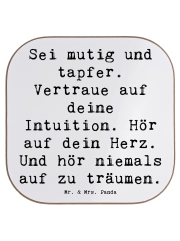 Mr. & Mrs. Panda Tassenuntersetzer Spruch Mutig zu sich selbst s... in Weiß