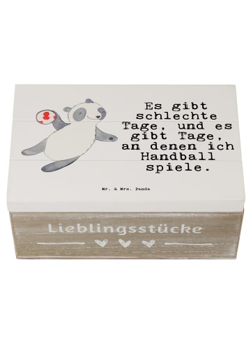 Mr. & Mrs. Panda Aufbewahrungsbox Panda Handball spielen mit Spruch in Weiß