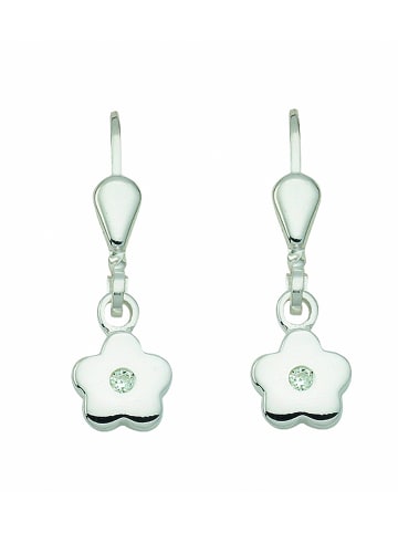 Adeliás Damen 925 Silber Ohrringe / Ohrhänger Blüte mit Zirkonia in silber