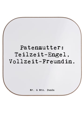 Mr. & Mrs. Panda Untersetzer Patenmutter Engel mit Spruch in Weiß