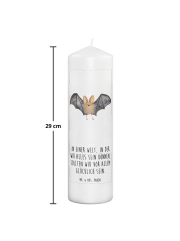 Mr. & Mrs. Panda Kerze Fledermaus Flügel mit Spruch in Weiß