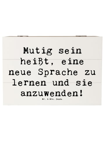 Mr. & Mrs. Panda Truhe Spruch Sprachen Lernen und Anwenden mit S... in Weiß