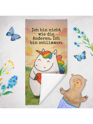 Mr. & Mrs. Panda Frotteetuch Einhorn Herz Design mit Spruch in Weiß
