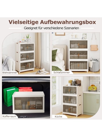 COSTWAY Aufbewahrungsbox mit Deckel 3 tlg. 65 cm breite in Weiß