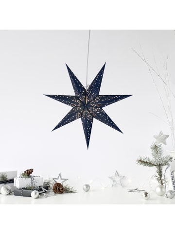 STAR Trading Hängeleuchte Stern Galaxy mit Lochmuster, blau, Ø 60cm in Silber