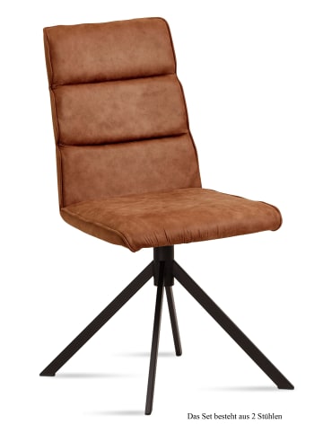 58 aufm Kessel ESSZIMMERSTUHL (2er-Set) Drusy 47x92x60 Schwarz/Cognac