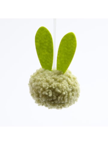 MARELIDA Pompom Osterhase mit Filzohren Osterdeko H: 12cm in grün