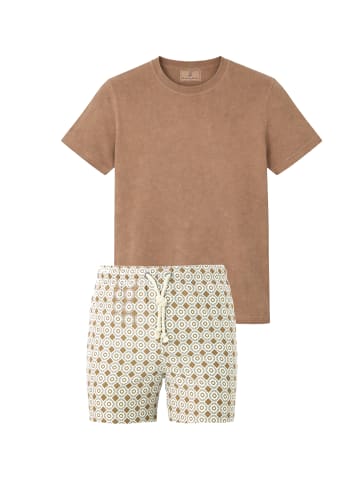 Gassa d’Amante Badeshorts & T-Shirt (2tlg. Set) Trani in Grau-Braun