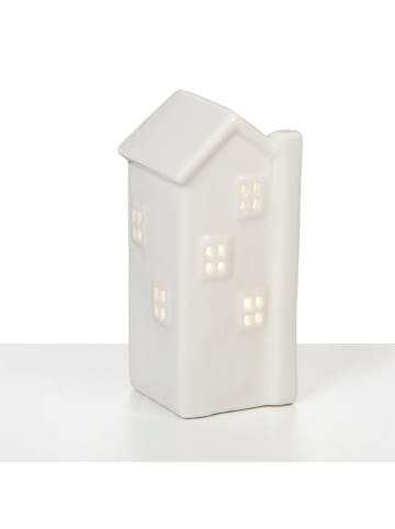 relaxdays Teelichthaus in Weiß - (B)6 x (H)13,5 x (T)6 cm
