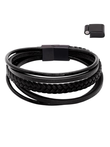 Steel_Art Herrenarmband Lederarmband Joris in schwarz
