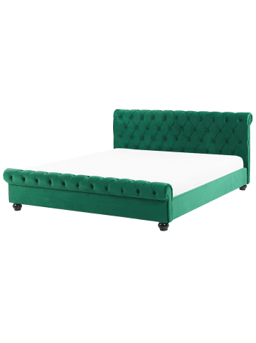 Beliani Doppelbett AVALLON in Grün/Braun - (W) 192 x (H) 94 x (L) 233 cm