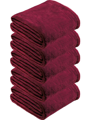 REDBEST Fleece Wohndecke 5er-Pack Amarillo in bordeaux