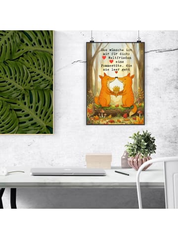 Mr. & Mrs. Panda Deko Bild Füchse Liebe Pommes Design mit Spruch in Weiß