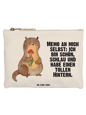 Mr. & Mrs. Panda Federtasche Otter Blumenstrauß mit Spruch in Weiß