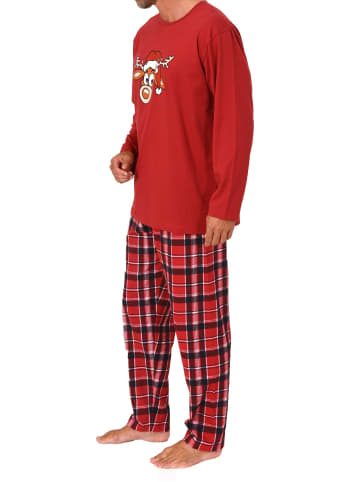 NORMANN Schlafanzug Weihnachten langarm Renntier - 88358 in rot