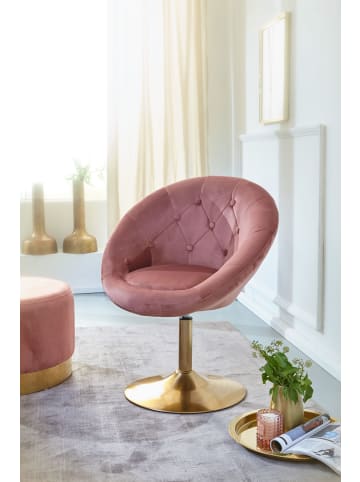 KADIMA DESIGN Drehsessel | Samt, 360° Drehfunktion, 67x80-100x62cm in Rosa
