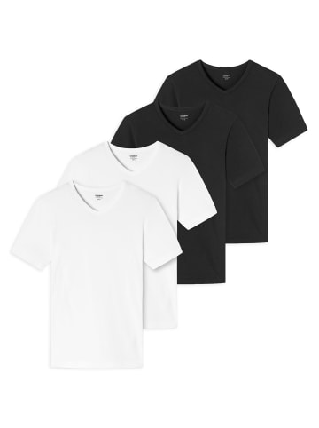 UNCOVER BY SCHIESSER T-Shirt 4er Pack in Schwarz / Weiß