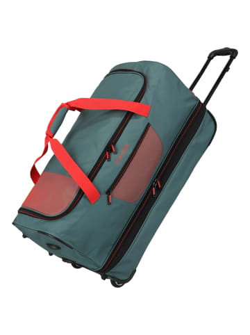 travelite Basics - Rollenreisetasche 98/119L 70 cm erw. (schwarz/petrol) in grün/orange