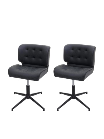 MCW 2er-Set Drehstuhl H42, Kunstleder vintage dunkelgrau, Fuß schwarz