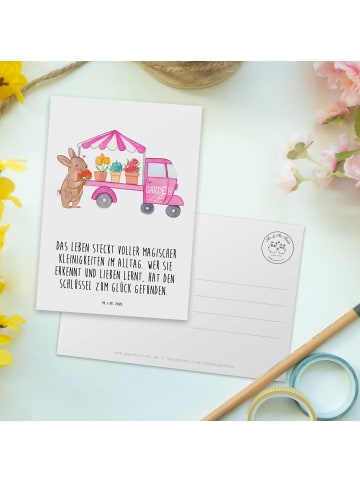 Mr. & Mrs. Panda Fotokarte Osterhase Blumenwagen mit Spruch in Weiß